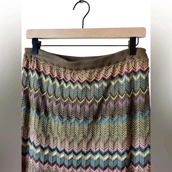 Double D Ranch Crochet Pointelle Colorblock Stripe Maxi Skirt Size M - Picture 3 of 6